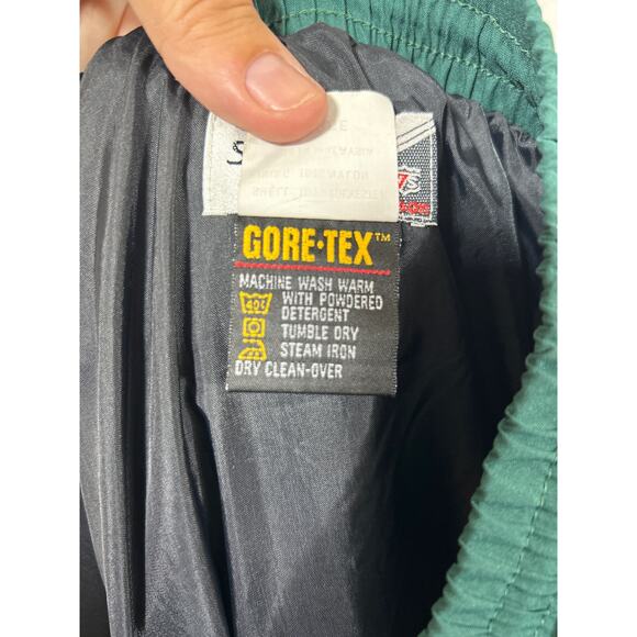 Staff Wilson Track Pants Large Green Nylon Gore Tex Pull On Ankle Zip Drawstring - Picture 11 of 11